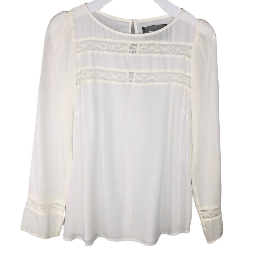 Reformation Women's Medium Long Sleeve Delicate Embroidered Blouse in Cream